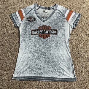 Harley-Davidson Gray and Orange Short Sleeve Tee